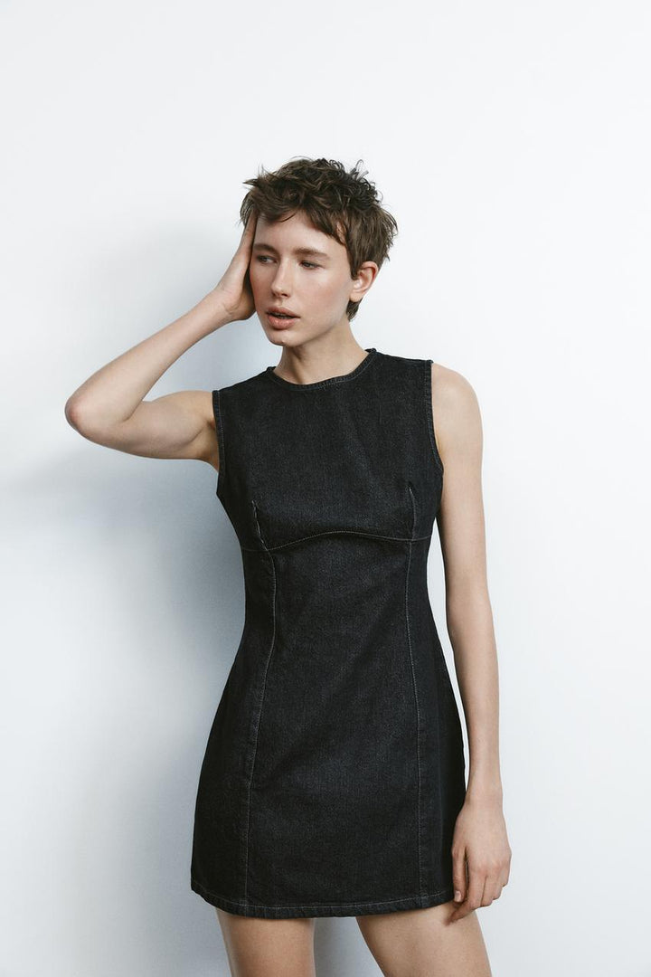 ZARA DENIM EFFECT MINI DRESS