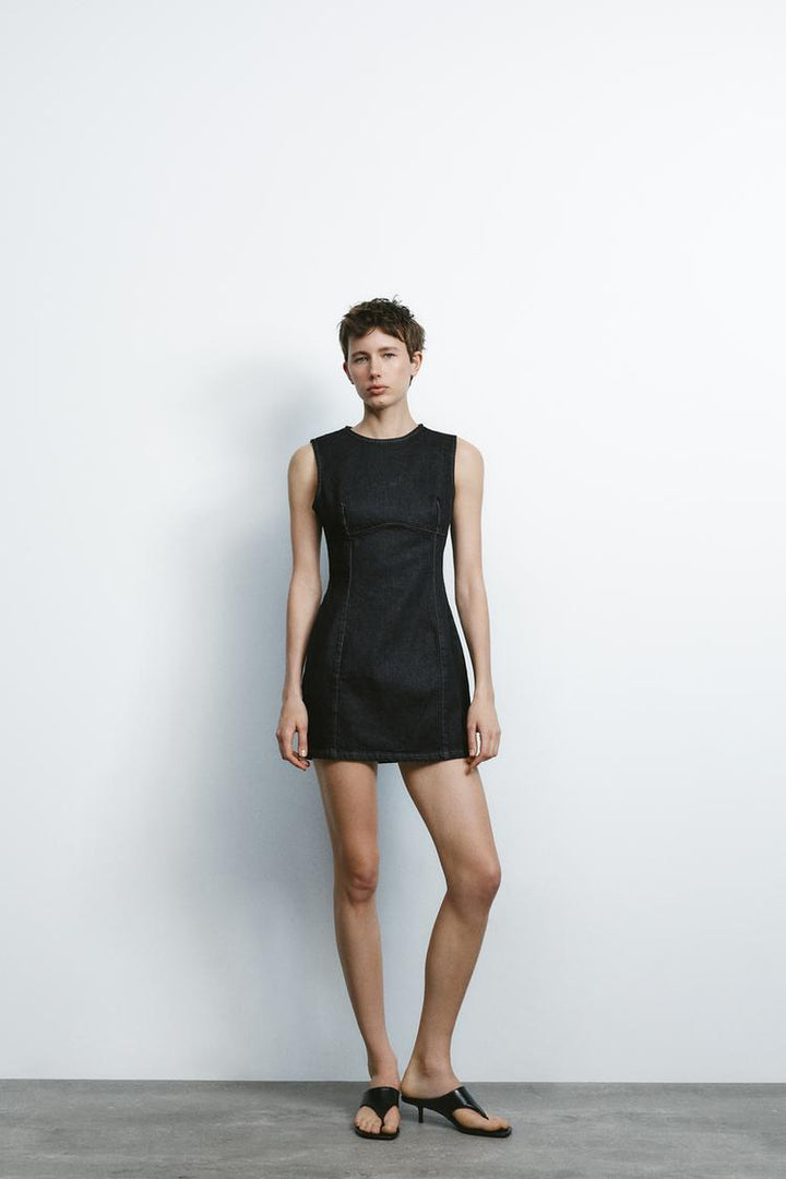 ZARA DENIM EFFECT MINI DRESS
