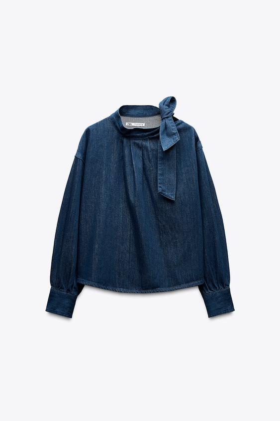 ZARA Z1975 TIE DENIM SHIRT
