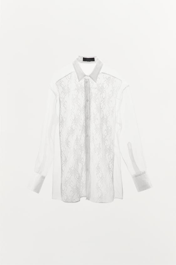ZARA OVERSIZE ORGANZA LACE SHIRT