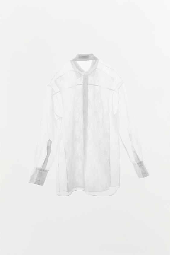ZARA OVERSIZE ORGANZA LACE SHIRT