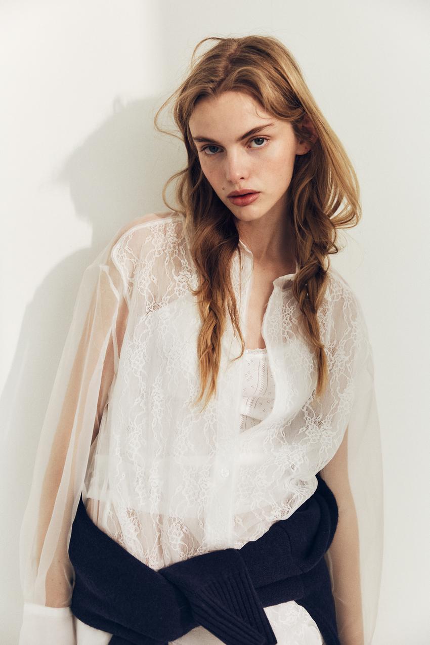 ZARA OVERSIZE ORGANZA LACE SHIRT