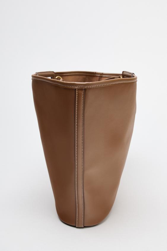 ZARA TOPSTITCHED MAXI TOTE BAG