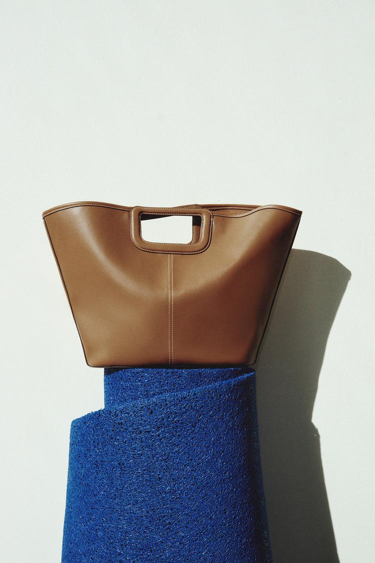 ZARA TOPSTITCHED MAXI TOTE BAG