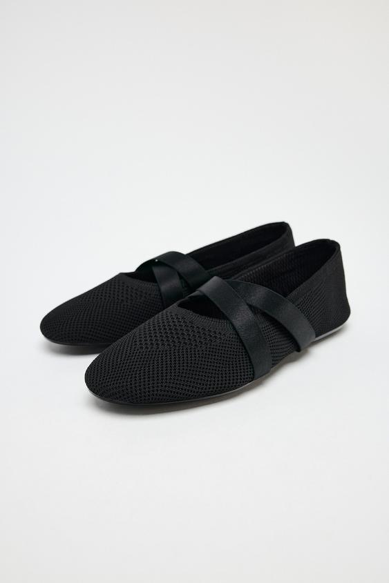 ZARA CROSSOVER FABRIC BALLET FLATS