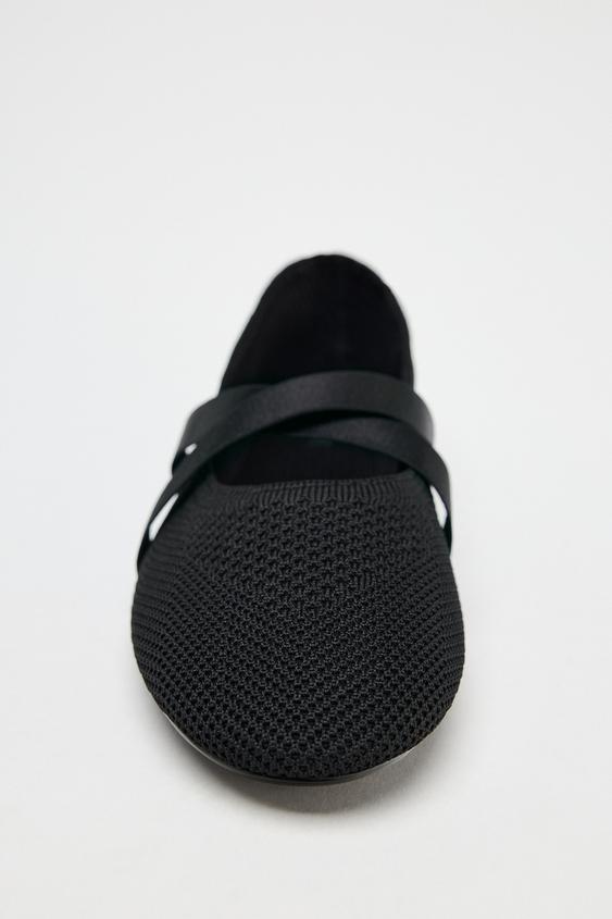 ZARA CROSSOVER FABRIC BALLET FLATS