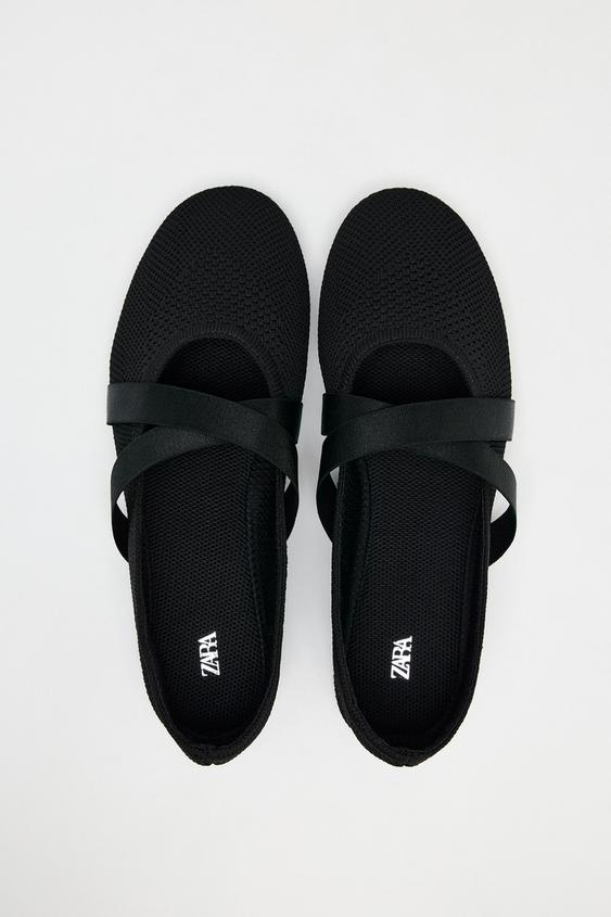 ZARA CROSSOVER FABRIC BALLET FLATS