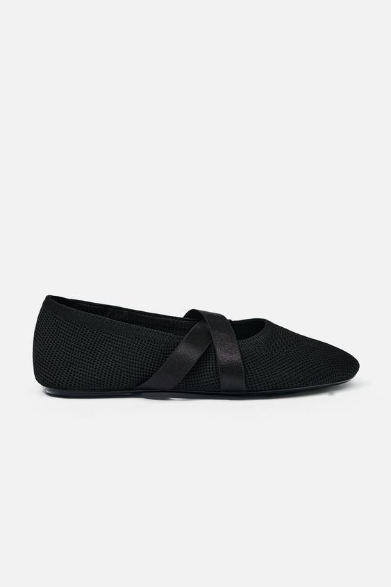 ZARA CROSSOVER FABRIC BALLET FLATS