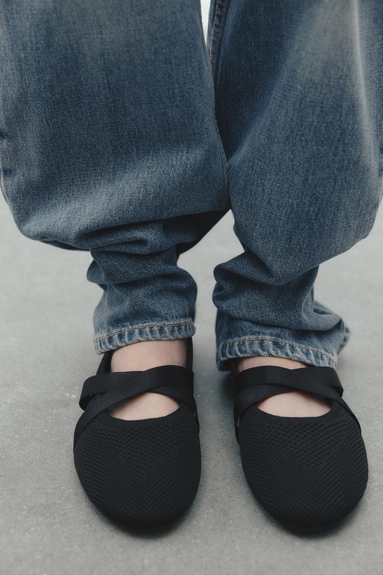 ZARA CROSSOVER FABRIC BALLET FLATS