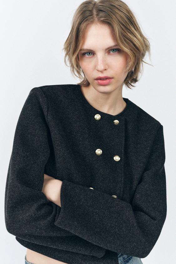 ZARA CLOTH BUTTON JACKET