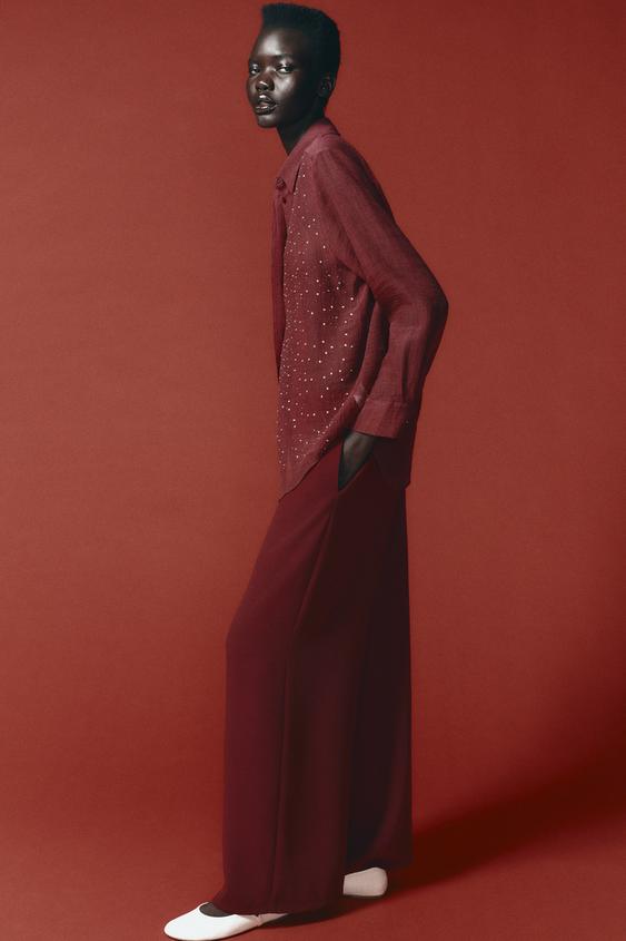 ZARA FRONT BEADED SHIRT