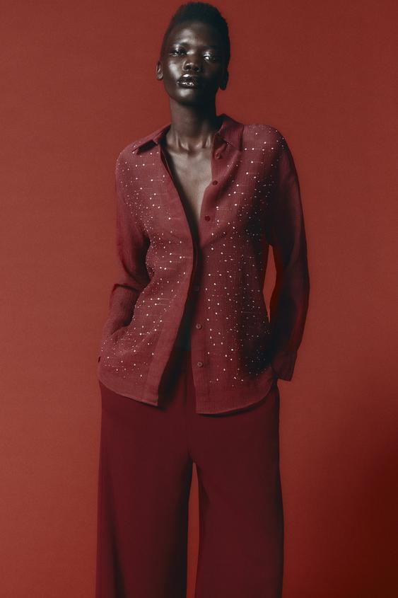 ZARA FRONT BEADED SHIRT