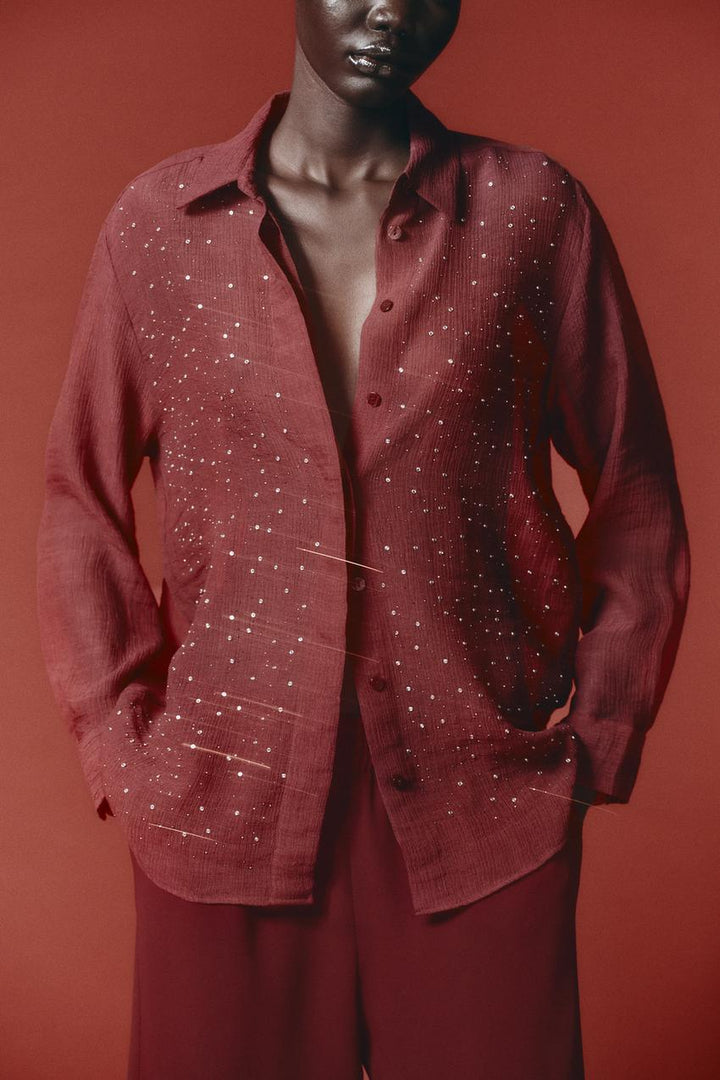ZARA FRONT BEADED SHIRT