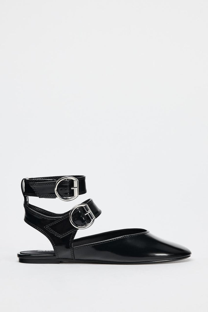 ZARA SLINGBACK DOUBLE BUCKLE BALLET FLATS
