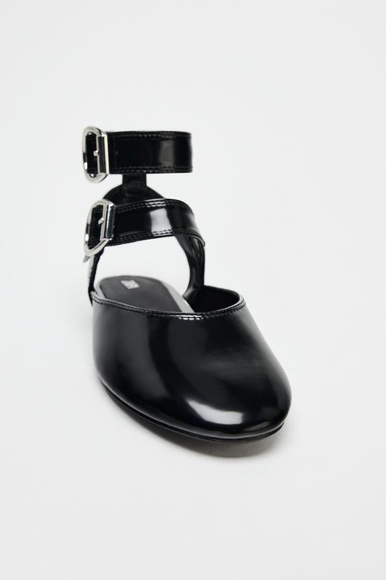 ZARA SLINGBACK DOUBLE BUCKLE BALLET FLATS