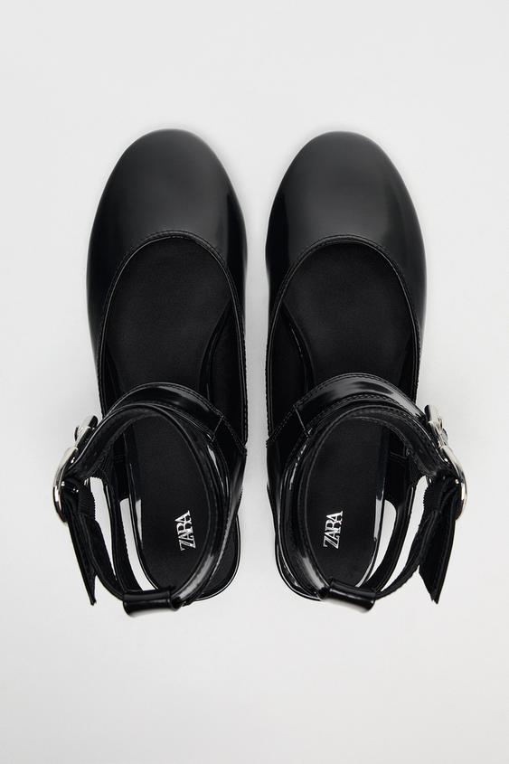 ZARA SLINGBACK DOUBLE BUCKLE BALLET FLATS