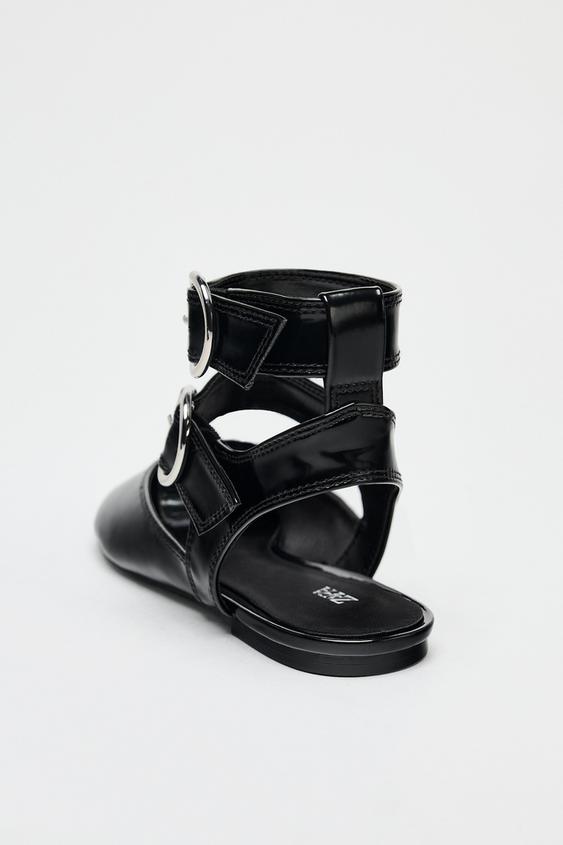 ZARA SLINGBACK DOUBLE BUCKLE BALLET FLATS