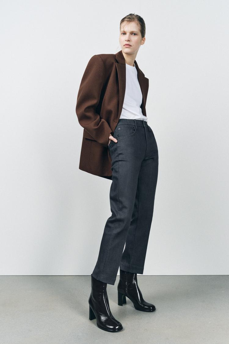 ZARA ZW COLLECTION HIGH WAIST CROPPED BOOTCUT JEANS