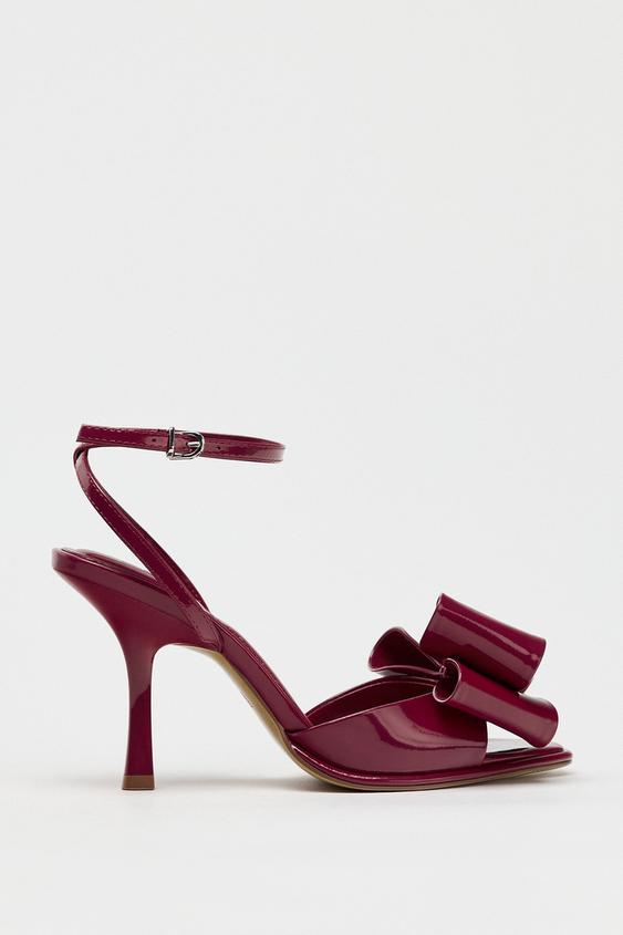 ZARA PATENT EFFECT BOW SANDALS