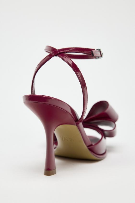 ZARA PATENT EFFECT BOW SANDALS