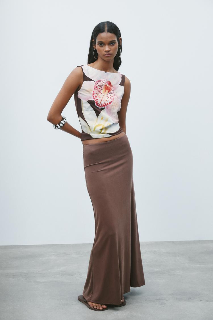 ZARA FLORAL POLYAMIDE TOP