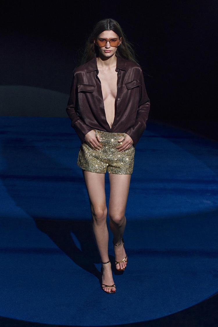ZARA SATIN EFFECT POCKET SHIRT ZW COLLECTION