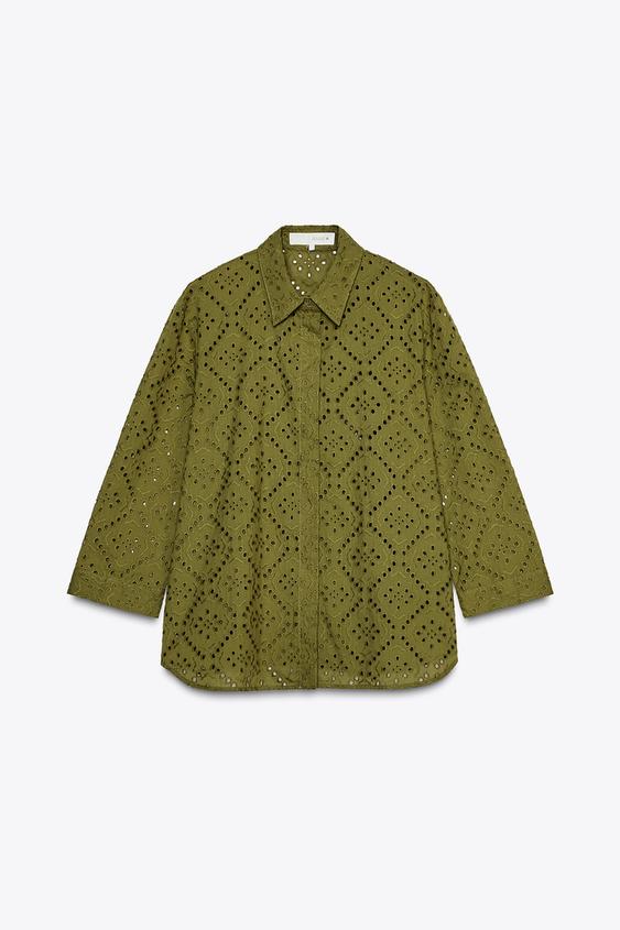 ZARA EMBROIDERED EYELET SHIRT ZW COLLECTION
