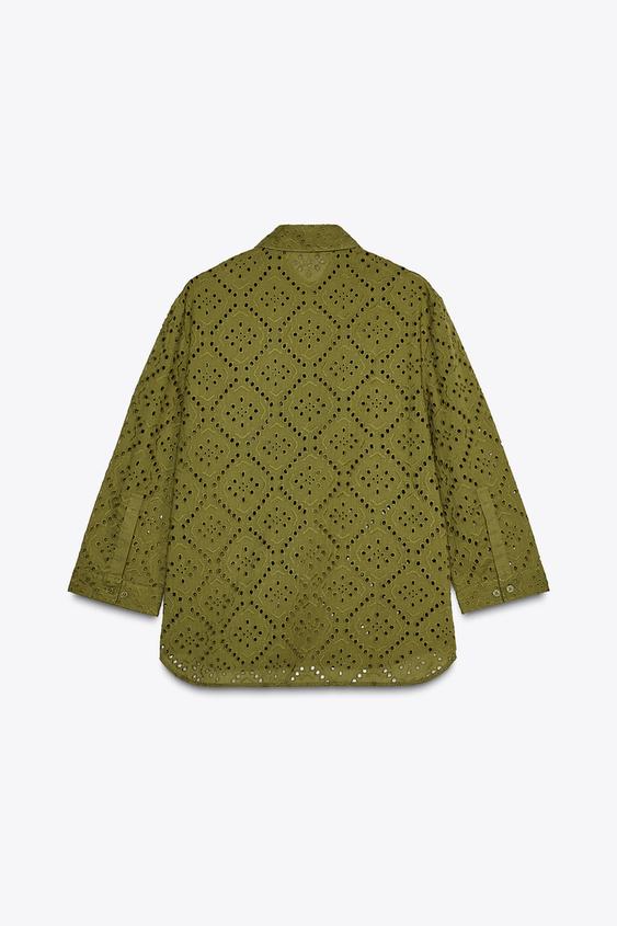 ZARA EMBROIDERED EYELET SHIRT ZW COLLECTION