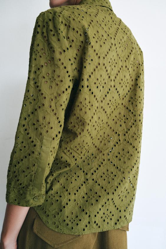 ZARA EMBROIDERED EYELET SHIRT ZW COLLECTION