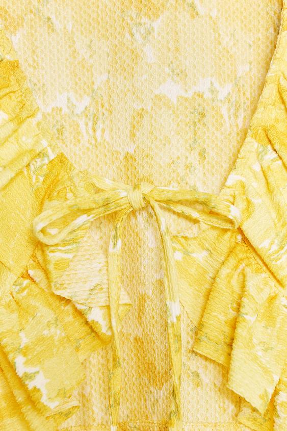 ZARA RUFFLED V-NECK TOP