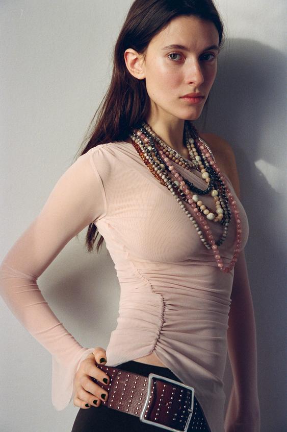 ZARA ASYMMETRIC TULLE TOP