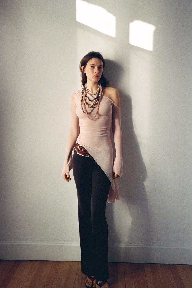 ZARA ASYMMETRIC TULLE TOP