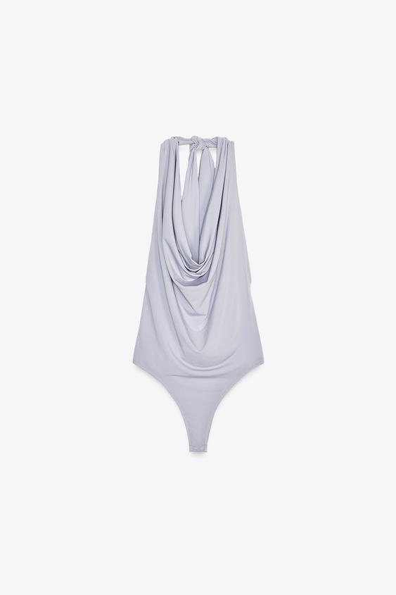 ZARA FLOWY HALTER BODYSUIT