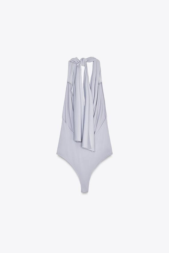 ZARA FLOWY HALTER BODYSUIT