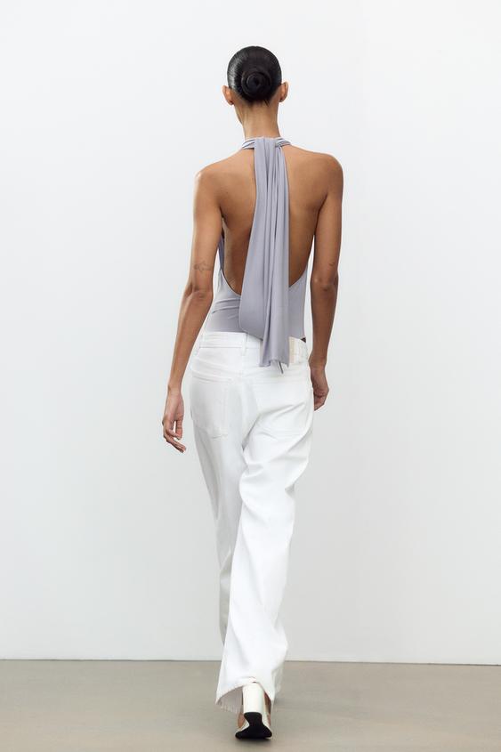 ZARA FLOWY HALTER BODYSUIT