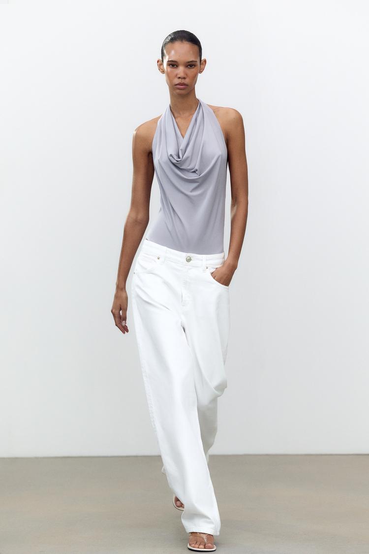ZARA FLOWY HALTER BODYSUIT