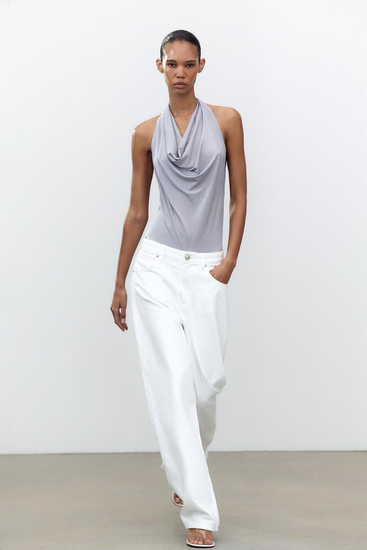 ZARA FLOWY HALTER BODYSUIT