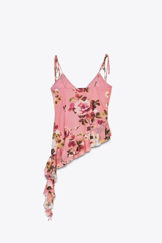 ZARA TPRINTED TULLE CAMISOLE