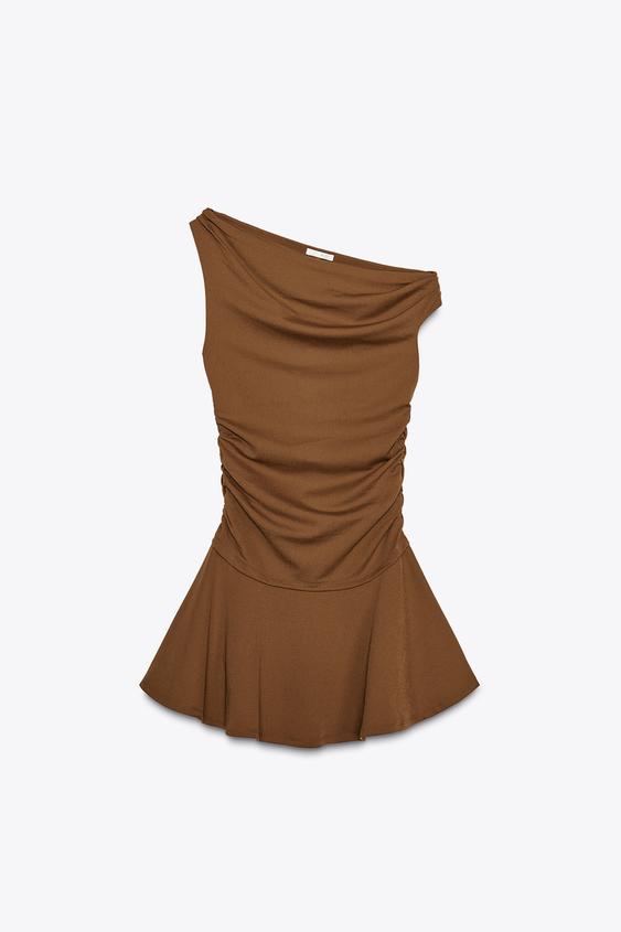 ZARA RUCHED TEXTURED DRESS