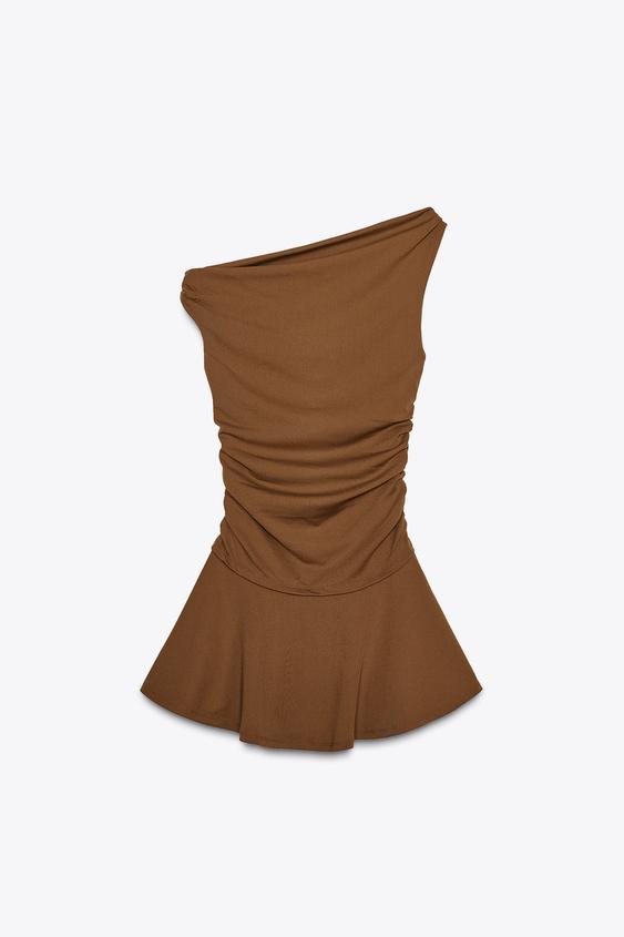ZARA RUCHED TEXTURED DRESS