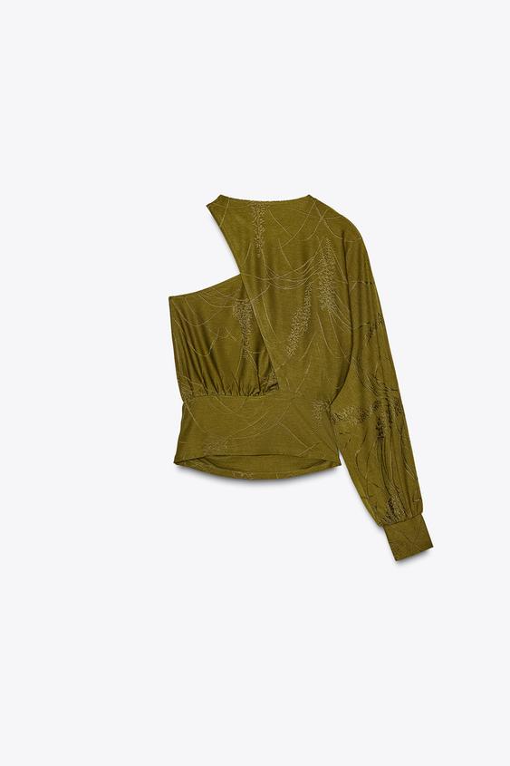 ZARA ASYMMETRIC JACQUARD TOP