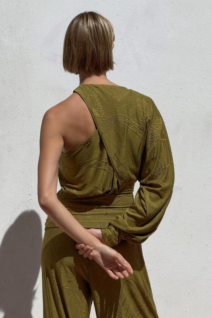 ZARA ASYMMETRIC JACQUARD TOP