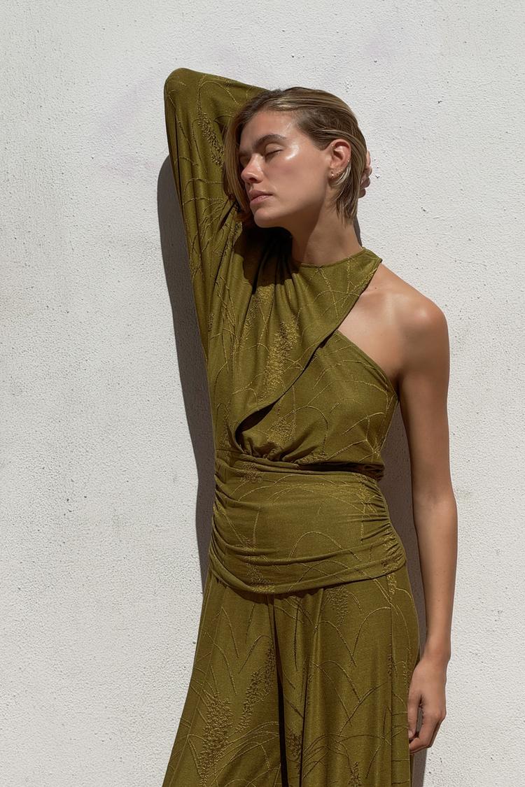ZARA ASYMMETRIC JACQUARD TOP