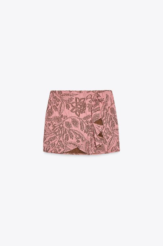 ZARA JACQUARD RUFFLE SKIRT