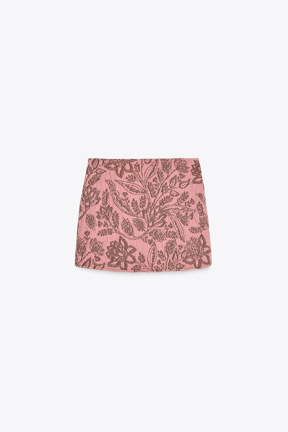 ZARA JACQUARD RUFFLE SKIRT