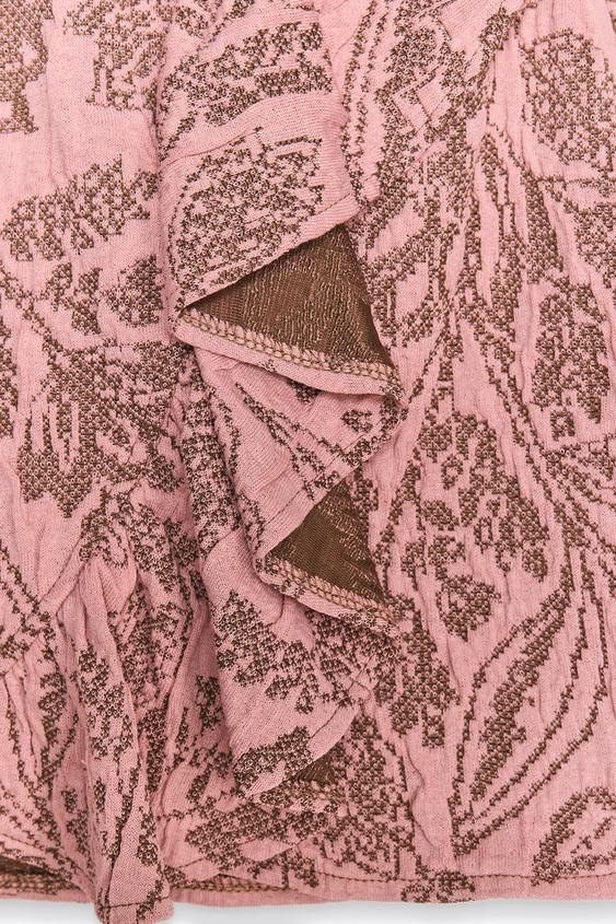 ZARA JACQUARD RUFFLE SKIRT