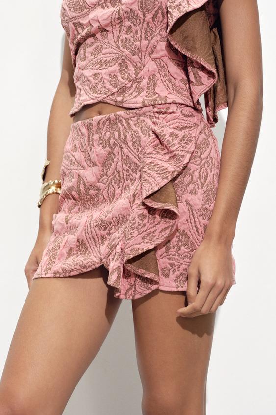 ZARA JACQUARD RUFFLE SKIRT