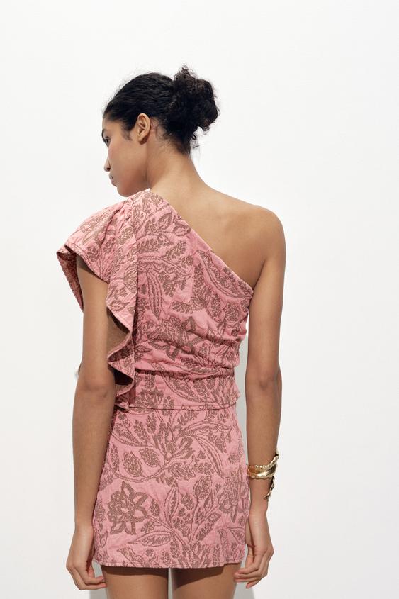 ZARA JACQUARD RUFFLE SKIRT