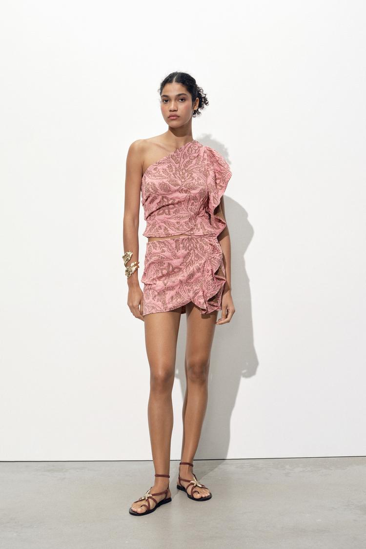 ZARA JACQUARD RUFFLE SKIRT