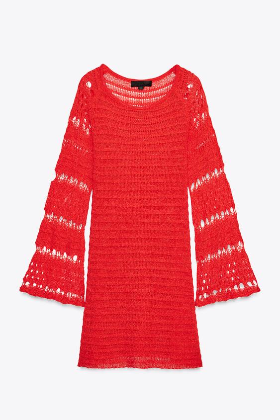 ZARA CROCHET KNIT MINI DRESS
